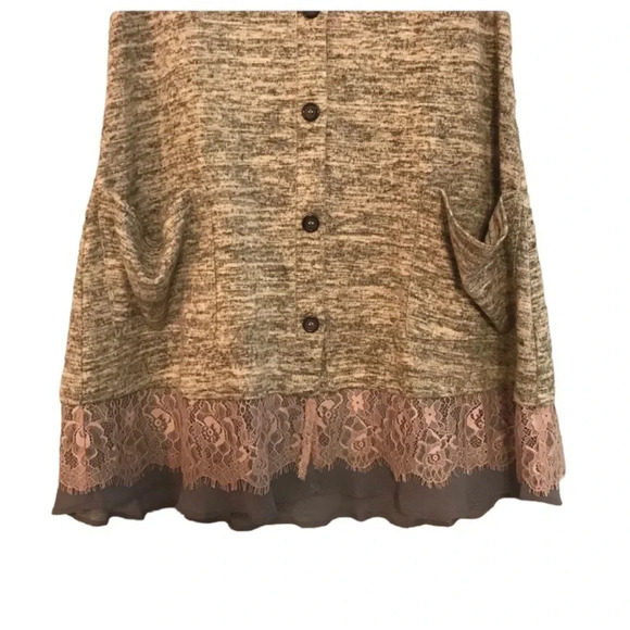 LOGO Button Down Vest/Tunic With Lace Chiffon Hem Sz XXS - Picture 2 of 6